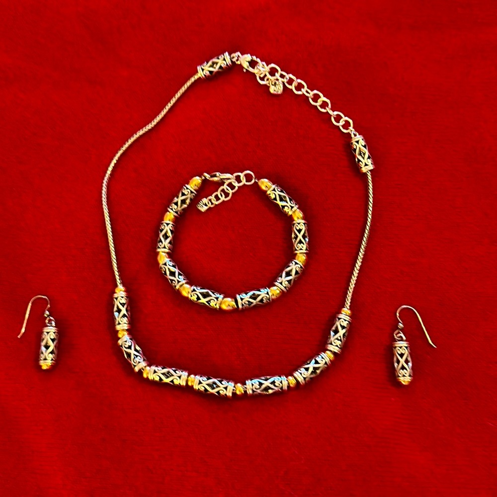 Brighton silver and gold 3 piece jewelry set in perfect condition